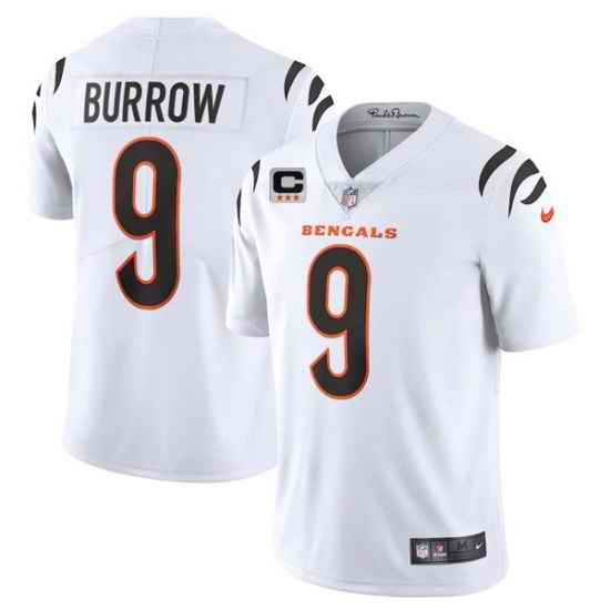 Men Cincinnati Bengals 2022 #9 Joe Burrow White With 3-star C Patch Vapor Limited Stitched NFL Jersey->chicago bears->NFL Jersey