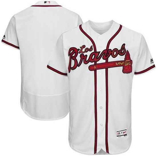 Men Atlanta Braves Blank White Los Bravos Flex Base Stitched Baseball Jersey->atlanta braves->MLB Jersey