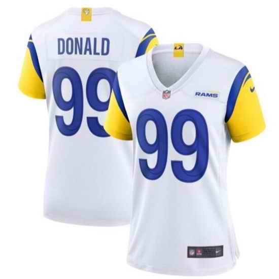 Women's Los Angeles Rams #99 Aaron Donald White Nike Royal Game Jersey->women nfl jersey->Women Jersey