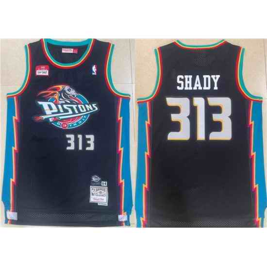 Men Detroit Pistons 313 Shady Black Mitchell  #26 Ness Throwback Stitched Jersey->detroit pistons->NBA Jersey