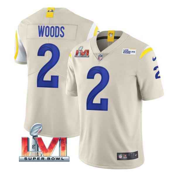 Nike Rams #2 Robert Woods Bone 2022 Super Bowl LVI Vapor Limited Jersey->los angeles rams->NFL Jersey