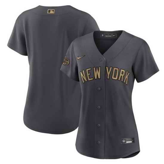 Women New York Yankees Blank 2022 All Star Charcoal Stitched Baseball Jersey 28Run Small 29->women mlb jersey->Women Jersey