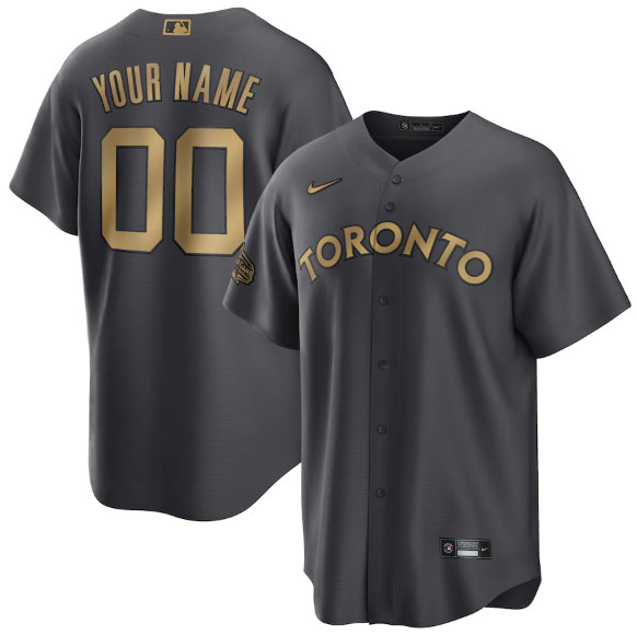 Men's Toronto Blue Jays Active Player Custom Charcoal 2022 All-Star Cool Base Stitched Baseball Jersey->toronto blue jays->MLB Jersey