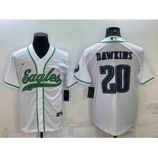 Men Philadelphia Eagles #20 Brian Dawkins White With Patch Cool Base Stitched Baseball Jersey->new york jets->NFL Jersey