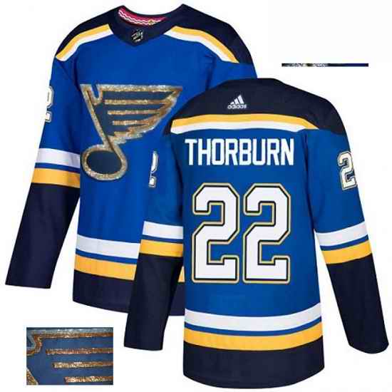 Mens Adidas St Louis Blues #22 Chris Thorburn Authentic Royal Blue Fashion Gold NHL Jersey->st.louis blues->NHL Jersey