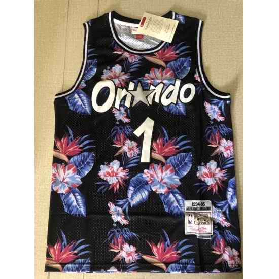 Men Orlando Magic #1 Tim Hardway Black Mitchell Ness NBA Stitched Jersey->orlando magic->NBA Jersey