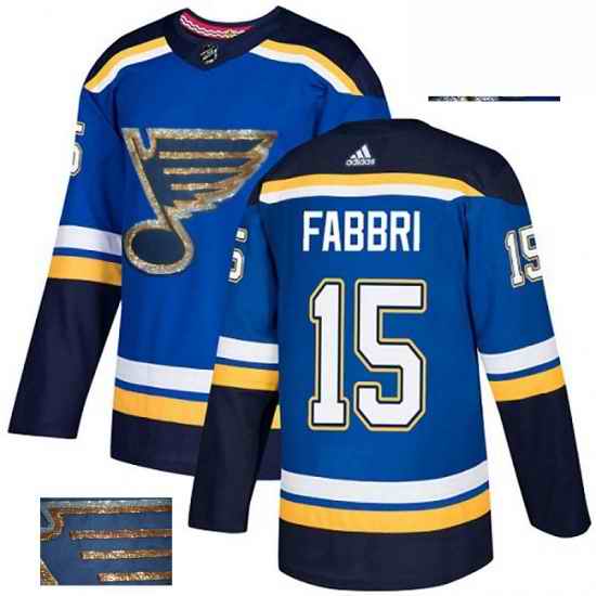 Mens Adidas St Louis Blues #15 Robby Fabbri Authentic Royal Blue Fashion Gold NHL Jersey->st.louis blues->NHL Jersey