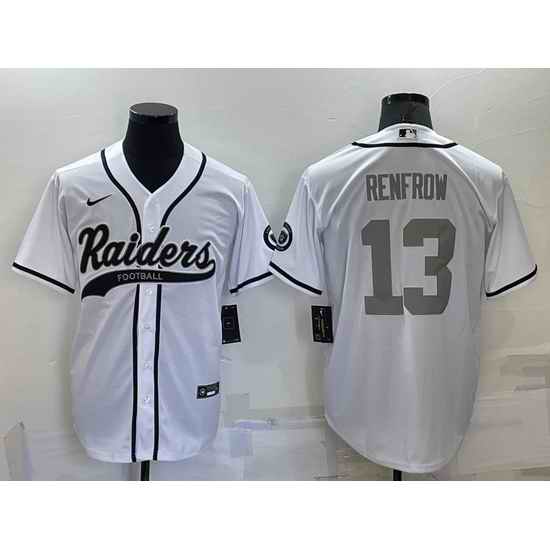 Men Las Vegas Raiders #13 Hunter Renfrow White Grey Cool Base Stitched Baseball Jersey->las vegas raiders->NFL Jersey