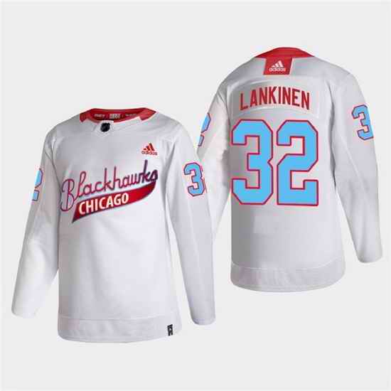 Men Chicago Blackhawks #32 Kevin Lankinen 2022 Community Night White Stitched jersey->chicago blackhawks->NHL Jersey