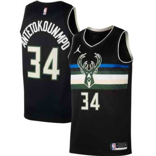 Youth Milwaukee Bucks Giannis Antetokounmpo Black Jordan Brand Jersey->->Custom Jersey
