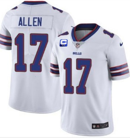 Men's Buffalo Bills #17 Josh Allen White With C Patch Vapor Untouchable Limited Stitched Jersey->atlanta falcons->NFL Jersey