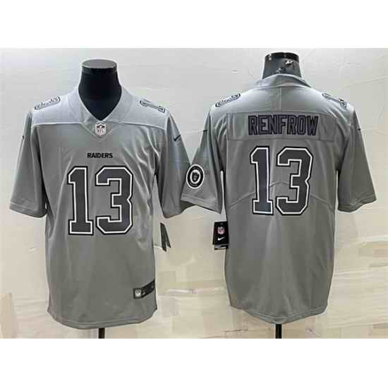 Men Las Vegas Raiders #13 Hunter Renfrow Grey Atmosphere Fashion With Patch Stitched Jersey->las vegas raiders->NFL Jersey