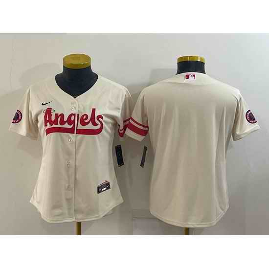 Women's Los Angeles Angels Blank Cream 2022 City Connect Cool Base Stitched Jersey->women mlb jersey->Women Jersey