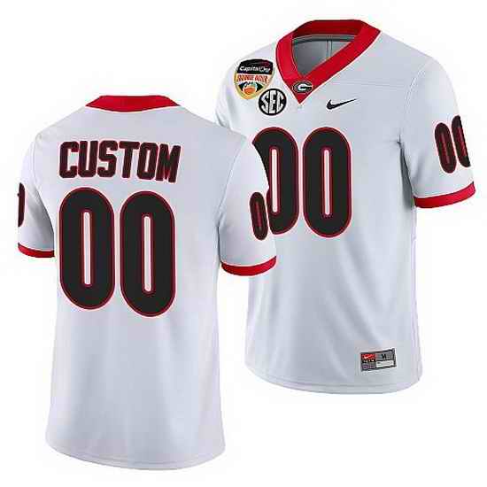 Georgia Bulldogs Custom White 2021 Orange Bowl 100Th Anniversary Jersey->->Custom Jersey