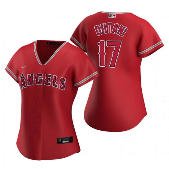 Women Los Angeles Angels #17 Shohei Ohtani Red Stitched Baseball Jersey->women mlb jersey->Women Jersey