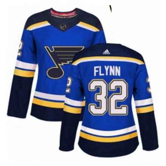 Womens Adidas St Louis Blues #32 Brian Flynn Authentic Royal Blue Home NHL Jersey->women nhl jersey->Women Jersey