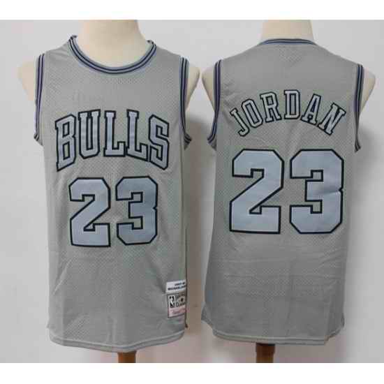 Men Chicago Bulls #23 Michael Jordan Grey Throwback Stitched Basketball Jersey->chicago bulls->NBA Jersey