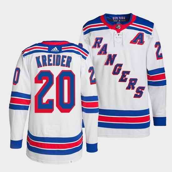 Men New York Rangers #20 Chris Kreider White Stitched Jerse->new york rangers->NHL Jersey