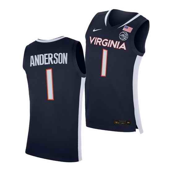Virginia Cavaliers Justin Anderson Virginia Cavaliers Navy Road Secondary Logo Jersey->virginia cavaliers->NCAA Jersey