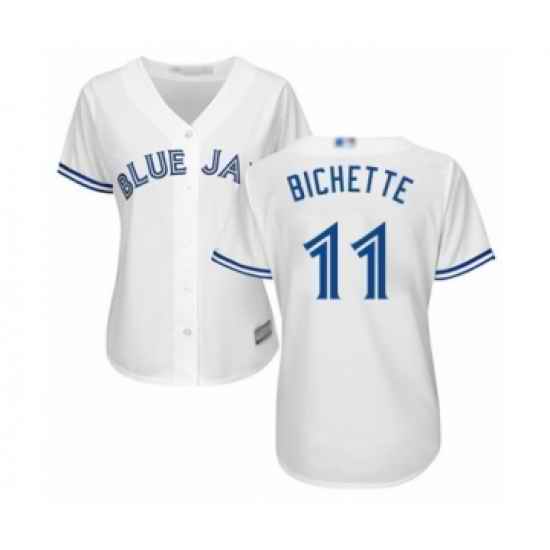 Women's Toronto Blue Jays #11 Bo Bichette Authentic White Home Baseball Player Jersey->women mlb jersey->Women Jersey