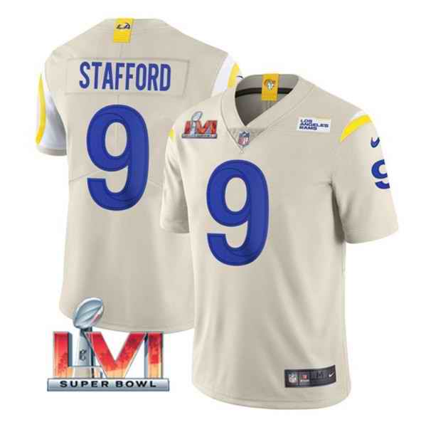 Nike Rams #9 Matthew Stafford Bone 2022 Super Bowl LVI Vapor Limited Jersey->los angeles rams->NFL Jersey