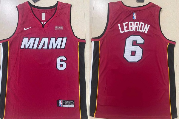 Men's Miami Heat #6 LeBron James Red Stitched Basketball Jersey->miami heat->NBA Jersey