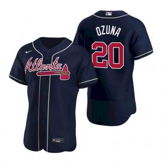Mens Nike Atlanta Braves #20 Marcell Ozuna Navy Blue Alternate Stitched Baseball Jersey->atlanta braves->MLB Jersey