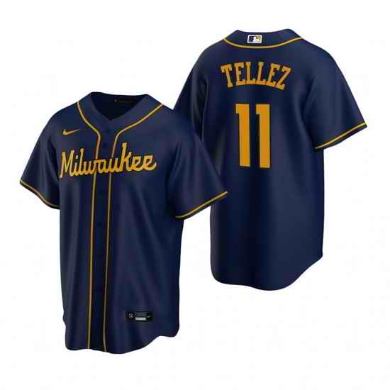 Men Milwaukee Brewers #11 Rowdy Tellez Navy Cool Base Stitched Jerse->milwaukee brewers->MLB Jersey