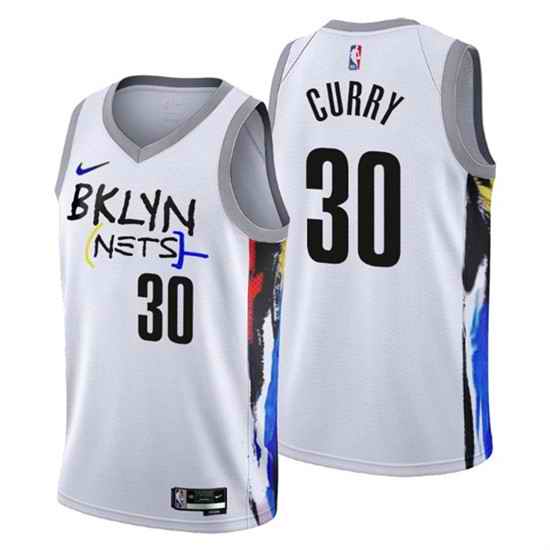 Men's Brooklyn Nets #30 Seth Curry 2022-23 White City Edition Stitched Basketball Jersey->brooklyn nets->NBA Jersey