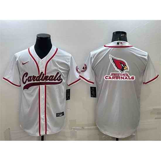 Men Arizona Cardinals White Team Big Logo With Patch Cool Base Stitched Baseball Jersey->atlanta falcons->NFL Jersey