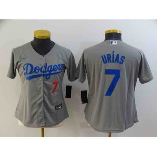 Women's Los Angeles Dodgers #7 Julio Urias Grey Stitched MLB Cool Base Nike Jersey->women mlb jersey->Women Jersey