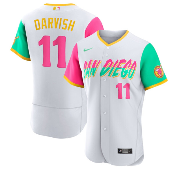 Men's San Diego Padres #11 Yu Darvish White 2022 City Connect Flex Base Stitched Baseball Jersey->san diego padres->MLB Jersey