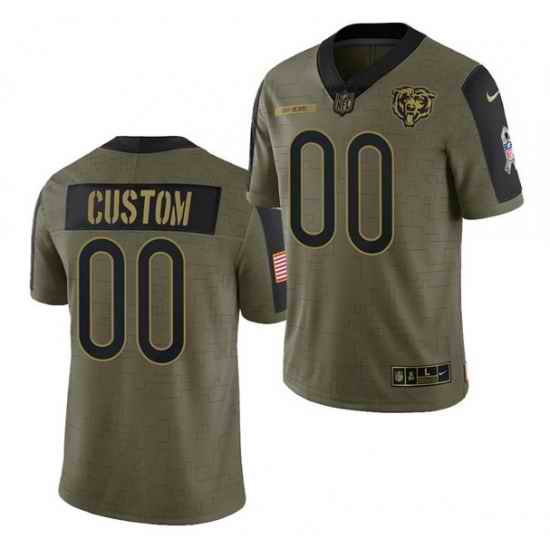 Men Women Youth Toddler  Chicago Bears ACTIVE PLAYER Custom 2021 Olive Salute To Service Limited Stitched Jersey->customized nfl jersey->Custom Jersey