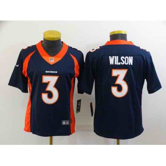 Women's Denver Broncos #3 Russell Wilson Navy Blue 2022 Vapor Untouchable Stitched NFL Nike Limited Jersey->women nfl jersey->Women Jersey