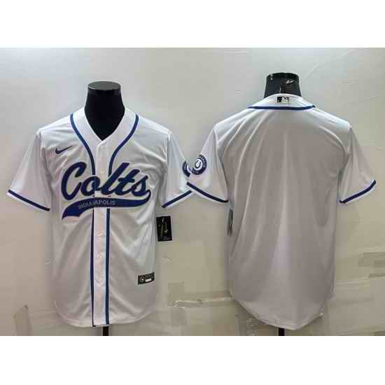 Men Indianapolis Colts Blank White Cool Base Stitched Baseball Jersey->indianapolis colts->NFL Jersey