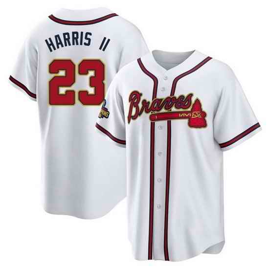 Men's Replica Michael Harris II Atlanta Braves Gold White 2022 Program Jersey->atlanta braves->MLB Jersey