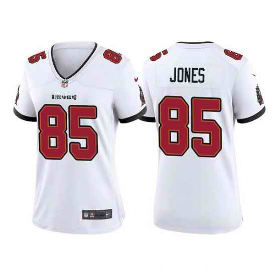 Women Tampa Bay Buccaneers #85 Julio Jones White Stitched Game Jersey->women nfl jersey->Women Jersey