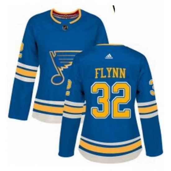 Womens Adidas St Louis Blues #32 Brian Flynn Authentic Navy Blue Alternate NHL Jersey->women nhl jersey->Women Jersey