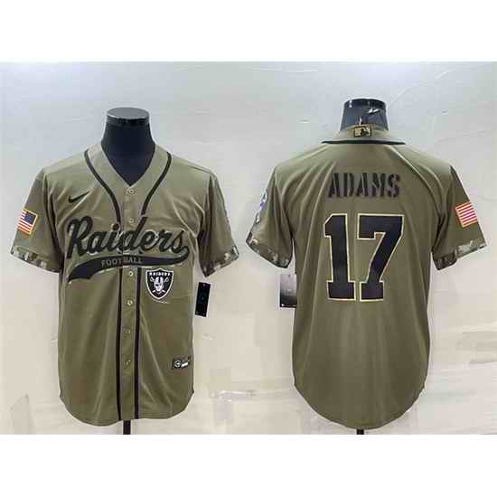 Men Las Vegas Raiders #17 Davante Adams 2022 Olive Salute To Service Cool Base Stitched Baseball Jersey->las vegas raiders->NFL Jersey