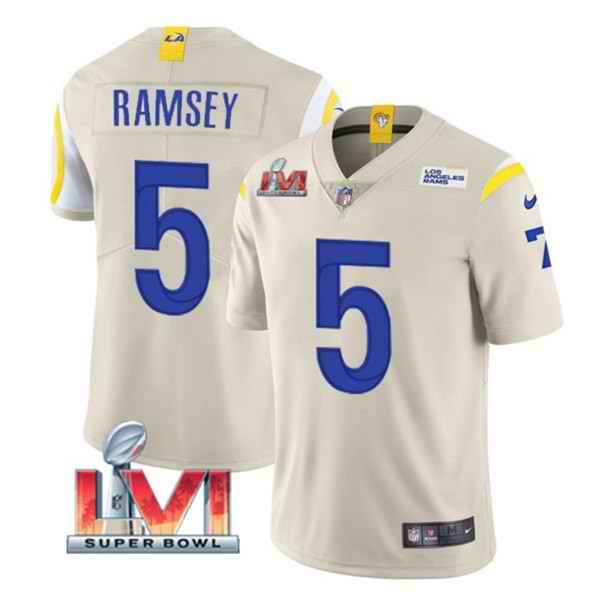 Nike Rams #5 Jalen Ramsey Bone 2022 Super Bowl LVI Vapor Limited Jersey->los angeles rams->NFL Jersey