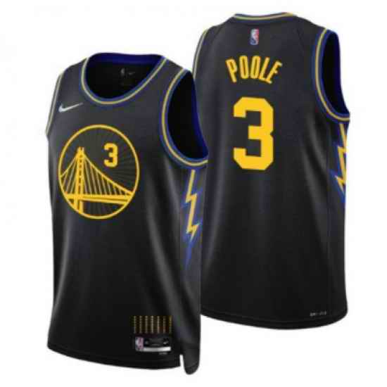 Men Golden State Warriors #3 Jordan Poole 2021 22 City Edition Black 75th Anniversary Stitched Basketball Jersey->golden state warriors->NBA Jersey