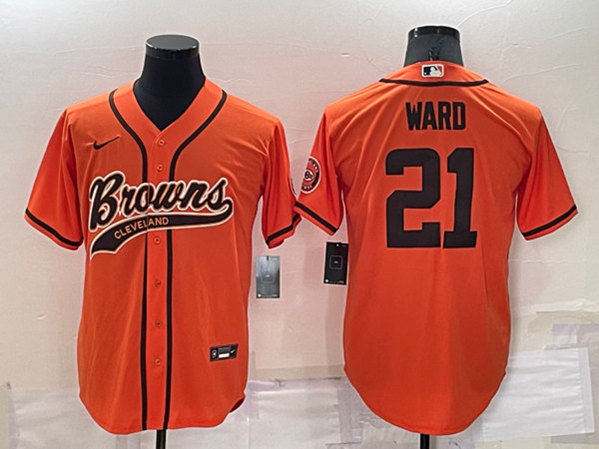 Men's Cleveland Browns #21 Denzel Ward Orange Cool Base Stitched Baseball Jersey->cleveland browns->NFL Jersey