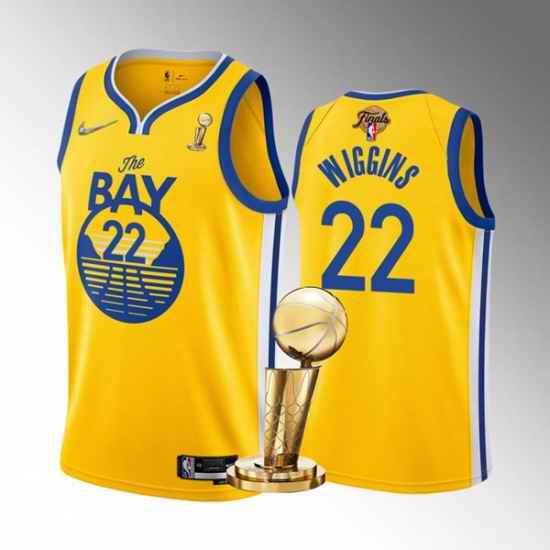 Men's Golden State Warriors #22 Andrew Wiggins 2022 Yellow NBA Finals Champions Stitched Jersey->golden state warriors->NBA Jersey