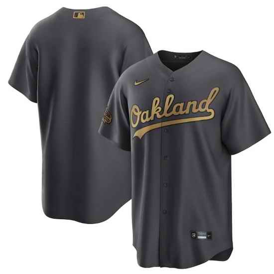 Men Oakland Athletics Blank 2022 All Star Charcoal Cool Base Stitched Baseball Jersey->2022 all star->MLB Jersey