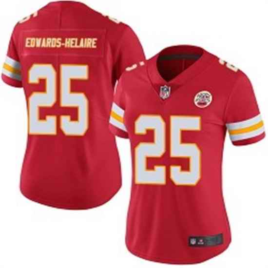 Women Kansas City Chiefs #25 Clyde Edwards Helaire Red Vapor Untouchable Stitched NFL Jersey->women nfl jersey->Women Jersey