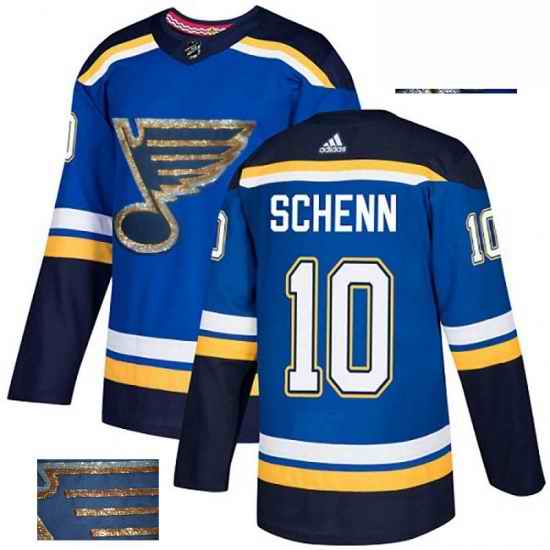 Mens Adidas St Louis Blues #10 Brayden Schenn Authentic Royal Blue Fashion Gold NHL Jersey->st.louis blues->NHL Jersey