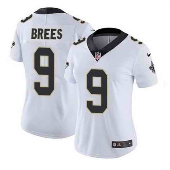 Women New Orleans Saints #9 Drew Brees White Vapor Untouchable Limited Stitched Jersey->women nfl jersey->Women Jersey