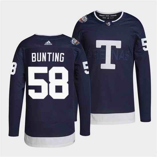 Men Toronto Maple Leafs #58 Michael Bunting 2022 Heritage Classic Navy Stitched jersey->toronto maple leafs->NHL Jersey