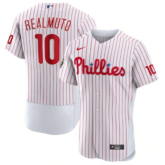 Men Philadelphia Phillies #10 J T  Realmuto White 2022 World Series Flex Base Stitched Baseball Jersey->philadelphia phillies->MLB Jersey