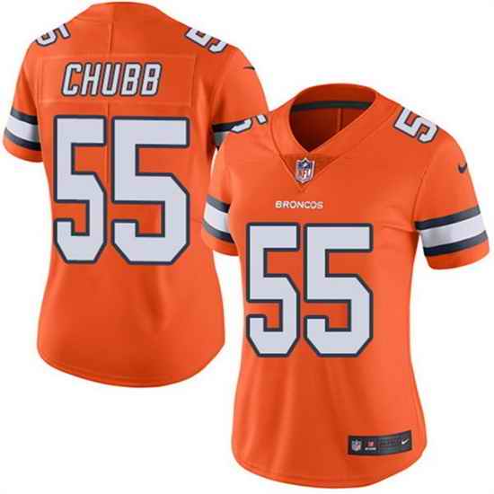 Women Denver Broncos #55 Bradley Chubb Orange Color Rush Limited Stitched NFL Jersey->women nfl jersey->Women Jersey